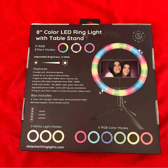 NEW Dixie & Charli Color Pro Series LED 8” Ring Light - Picture 5 of 7